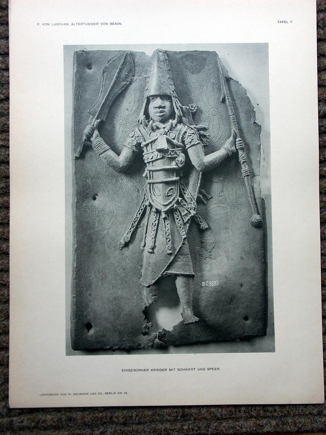 zz-lusc19,tafel 07 benin nigeria,bronze-platte krieger mit schwert und